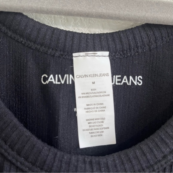 Calvin Klein Jeans ribbed black cropped tank top - Picture 2 of 5